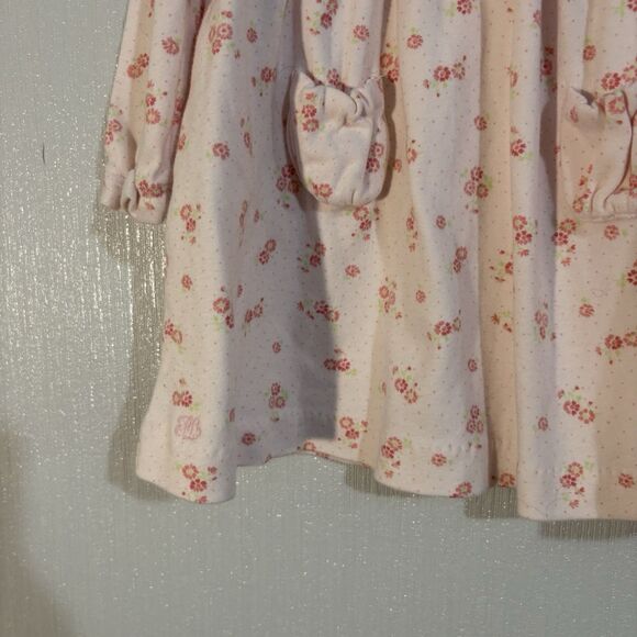 Ralph Lauren Baby Girl Set Long Sleeve Dress Bloomers Pink Flowers Collar 9 mo - Picture 13 of 16